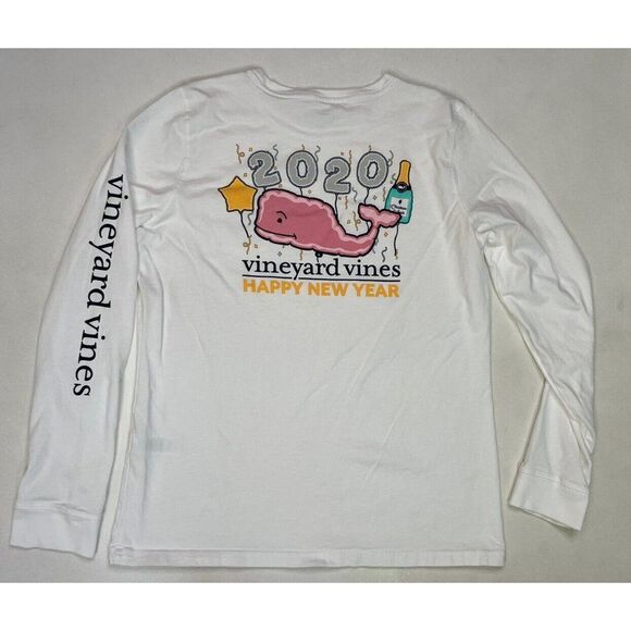 Vineyard Vines Happy New Year 2020 Pocket T-shirt Women Medium Long Sleeve - Picture 1 of 6